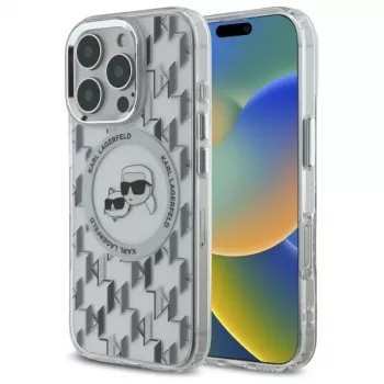 Karl Lagerfeld KLHMP16LHMCKMHT iPhone 16 Pro 6,3 Zoll Transparent IML Monogram Karl & Choupette Head MagSafe Case