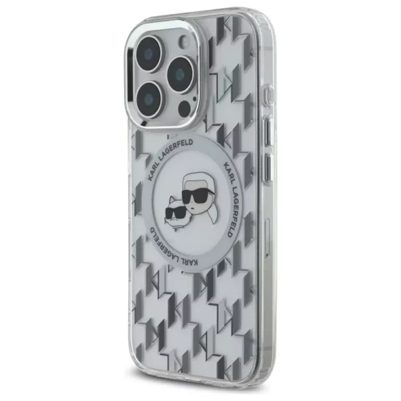 Karl Lagerfeld KLHMP16LHMCKMHT iPhone 16 Pro 6,3 Zoll Transparent IML Monogram Karl & Choupette Head MagSafe Case