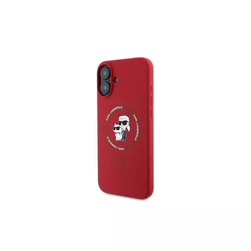 Karl Lagerfeld iPhone 16 Plus 6,7 Zoll Hardcase Silikon Karl & Choupette Ring MagSafe - Rot