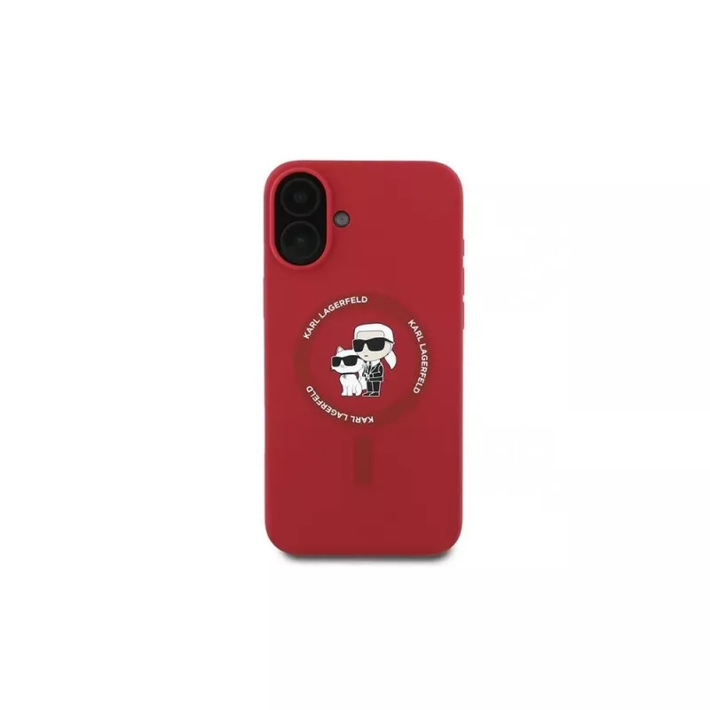 Karl Lagerfeld iPhone 16 Plus 6,7 Zoll Hardcase Silikon Karl & Choupette Ring MagSafe - Rot