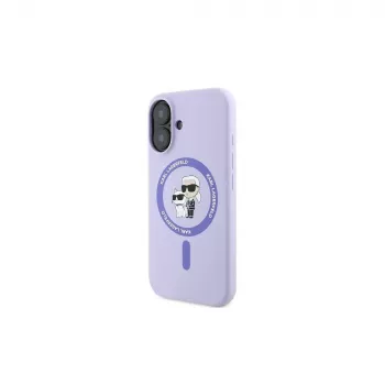 Karl Lagerfeld KLHMP16MSCMKCRHU Hardcase Silikon MagSafe Hülle für iPhone 16 Plus 6,7 Zoll Lila Karl & Choupette Ring