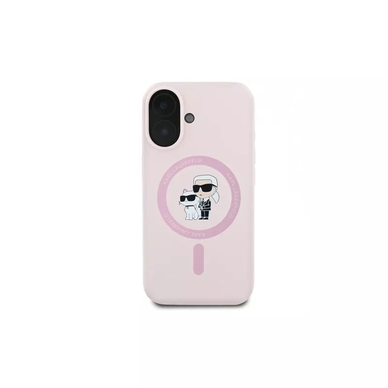 Karl Lagerfeld iPhone 16 Plus 6,7 Zoll Silikon-Hardcase mit Ring und MagSafe - Pink