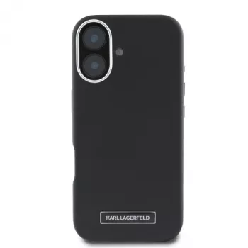 Karl Lagerfeld KLHMP16SPGMSRPK iPhone 16 6,1 Zoll Black Hardcase mit Metallplatte MagSafe