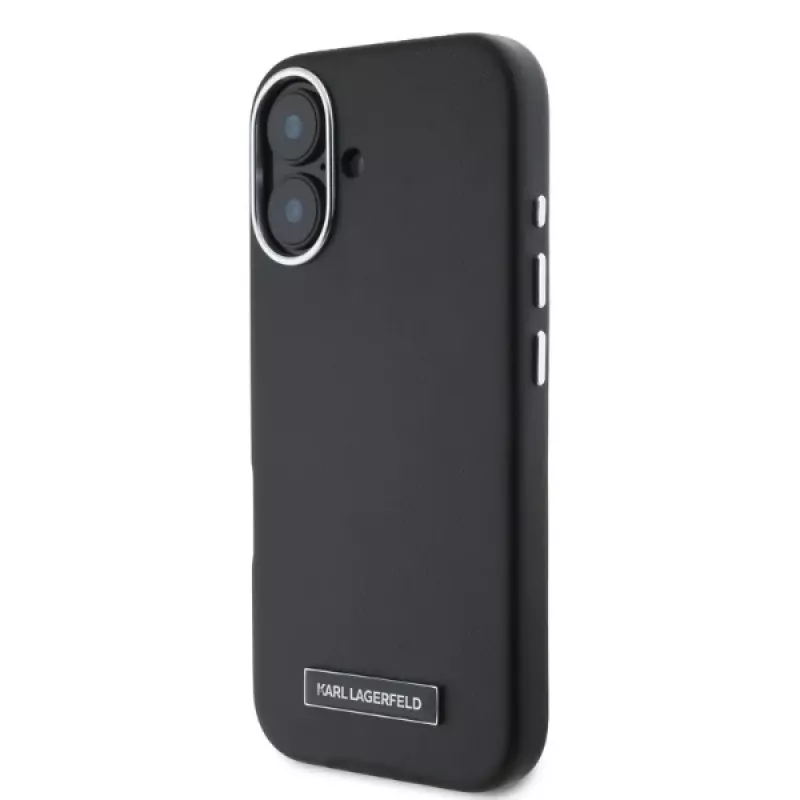 Karl Lagerfeld KLHMP16SPGMSRPK iPhone 16 6,1 Zoll Black Hardcase mit Metallplatte MagSafe
