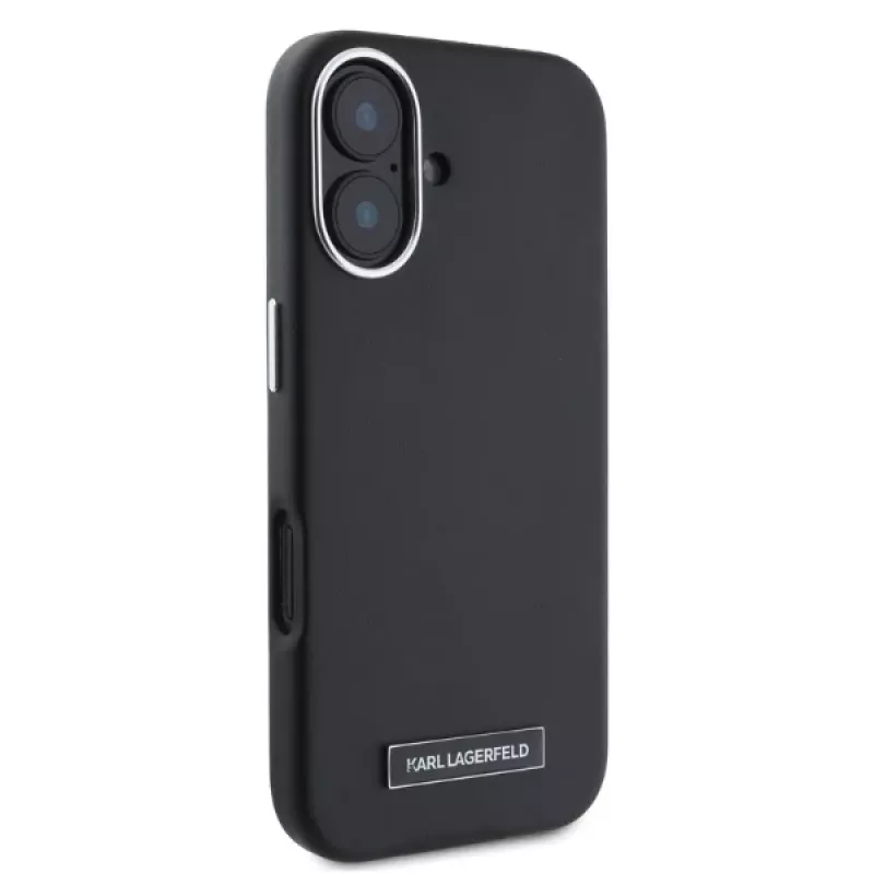 Karl Lagerfeld KLHMP16SPGMSRPK iPhone 16 6,1 Zoll Black Hardcase mit Metallplatte MagSafe