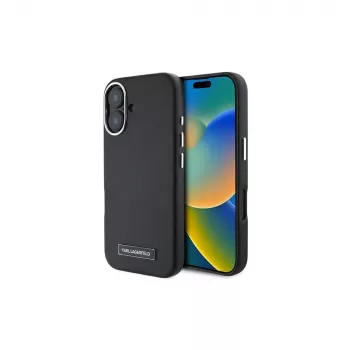 Karl Lagerfeld KLHMP16MPGMSRPK iPhone 16 Plus 6.7 Hardcase mit Metallplatte, MagSafe – Schwarz