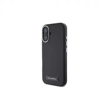 Karl Lagerfeld KLHMP16MPGMSRPK iPhone 16 Plus 6.7 Hardcase mit Metallplatte, MagSafe – Schwarz