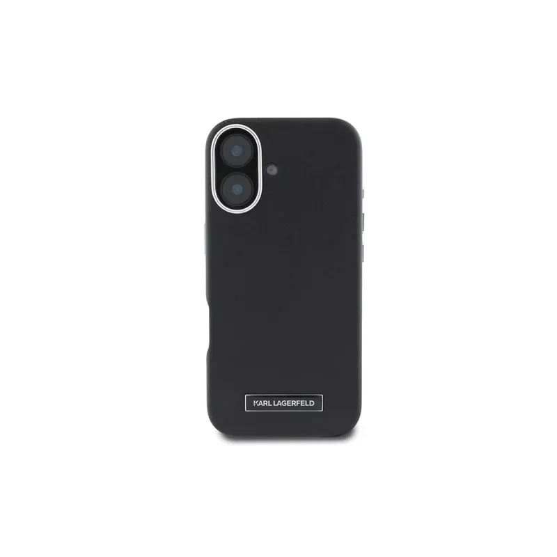Karl Lagerfeld KLHMP16MPGMSRPK iPhone 16 Plus 6.7 Hardcase mit Metallplatte, MagSafe – Schwarz