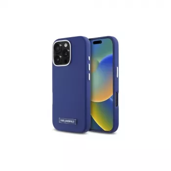 Karl Lagerfeld KLHMP16LPGMSRPB Hardcase Metal Plate MagSafe für iPhone 16 Pro 6.3 Blau