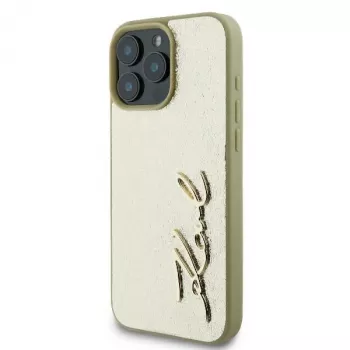 Karl Lagerfeld Metal Signature Hardcase für iPhone 16 Pro 6,3 inch Gold