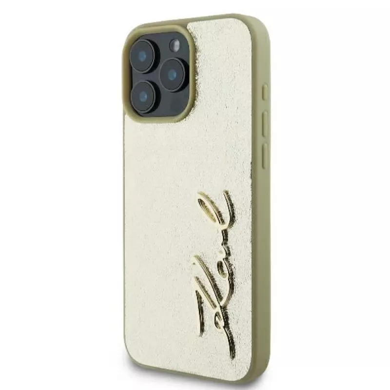 Karl Lagerfeld Metal Signature Hardcase für iPhone 16 Pro 6,3 inch Gold