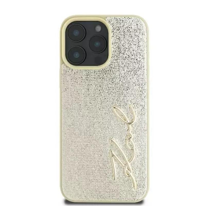 Karl Lagerfeld Metal Signature Hardcase für iPhone 16 Pro 6,3 inch Gold