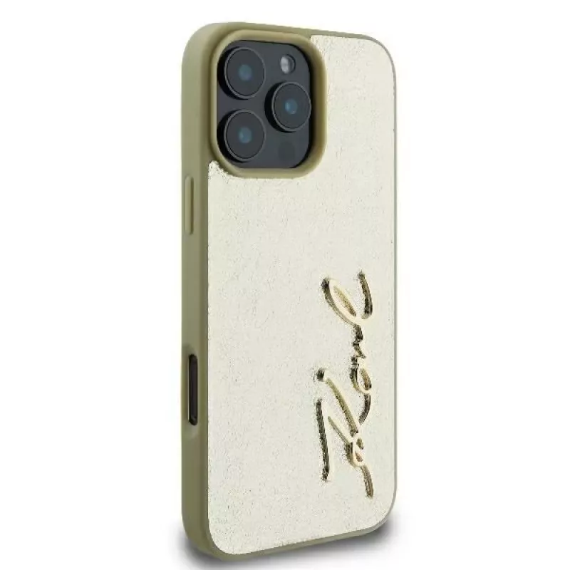 Karl Lagerfeld Metal Signature Hardcase für iPhone 16 Pro 6,3 inch Gold