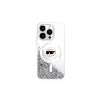 Karl Lagerfeld Liquid Glitter Karl Head MagSafe Case für iPhone 16 Pro Transparent