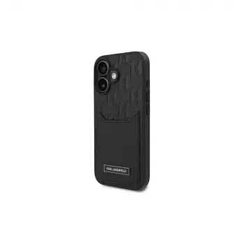 Karl Lagerfeld iPhone 16 6.1 Hard Case mit Kartenfächern Monogram Schwarz