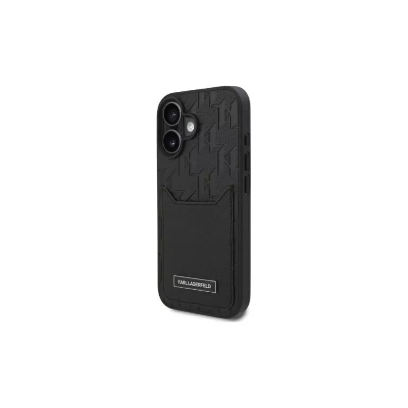 Karl Lagerfeld iPhone 16 6.1 Hard Case mit Kartenfächern Monogram Schwarz