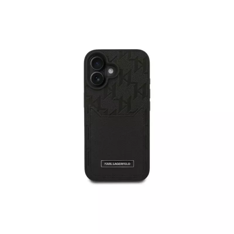 Karl Lagerfeld iPhone 16 6.1 Hard Case mit Kartenfächern Monogram Schwarz