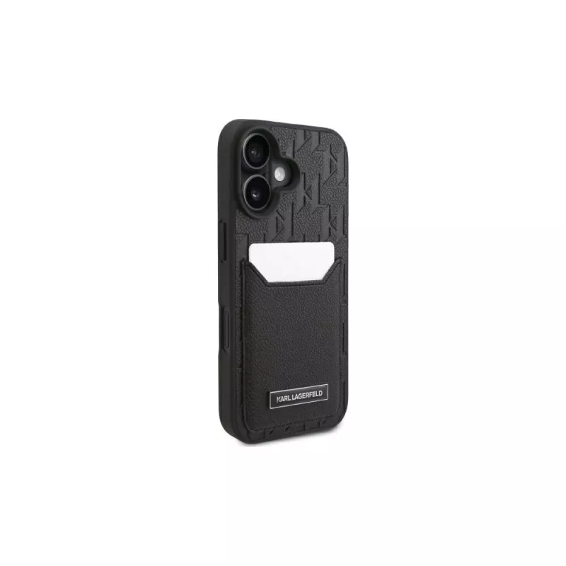 Karl Lagerfeld iPhone 16 6.1 Hard Case mit Kartenfächern Monogram Schwarz