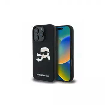 Karl Lagerfeld KLHMP16LSKCHPPLK iPhone 16 Pro 6,3 Zoll Black Hardcase Silicone Double Heads Print MagSafe