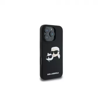 Karl Lagerfeld KLHMP16LSKCHPPLK iPhone 16 Pro 6,3 Zoll Black Hardcase Silicone Double Heads Print MagSafe