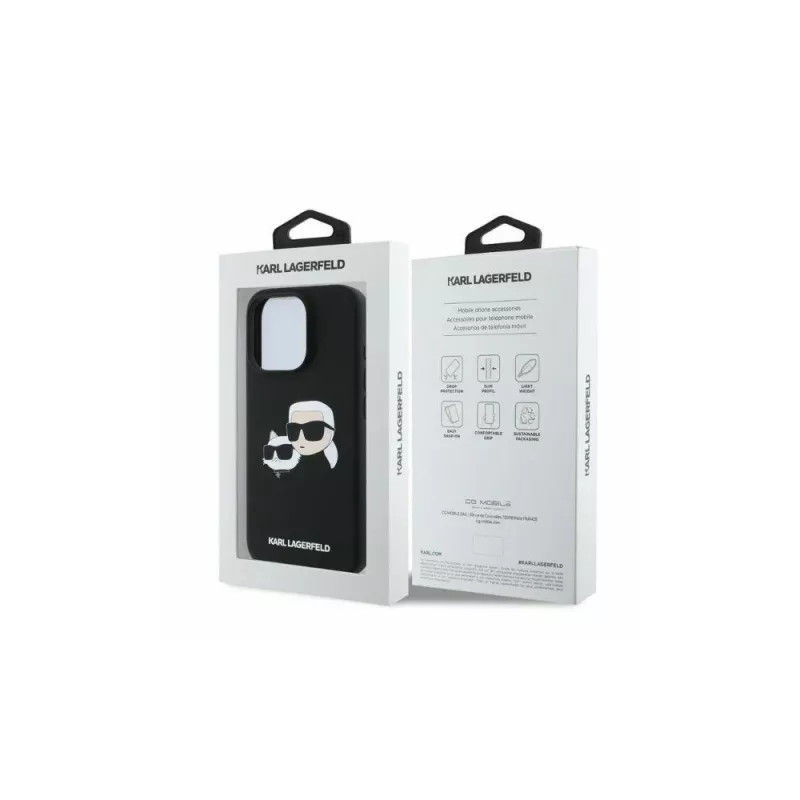 Karl Lagerfeld KLHMP16LSKCHPPLK iPhone 16 Pro 6,3 Zoll Black Hardcase Silicone Double Heads Print MagSafe