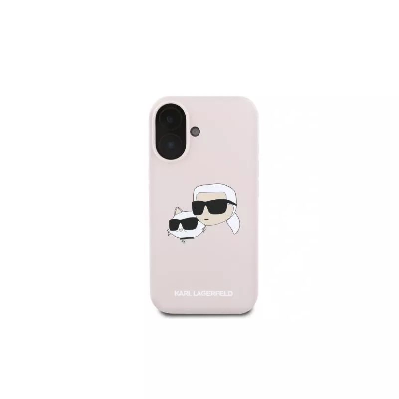 Karl Lagerfeld KLHMP16SSKCHPPLP iPhone 16 6,1 inch Pink Silicone Hardcase mit Double Heads Print und MagSafe