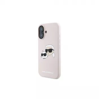 Karl Lagerfeld KLHMP16MSKCHPPLP iPhone 16 Plus 6,7 Zoll Pink Silikon Hartschale mit Double Heads Print und MagSafe