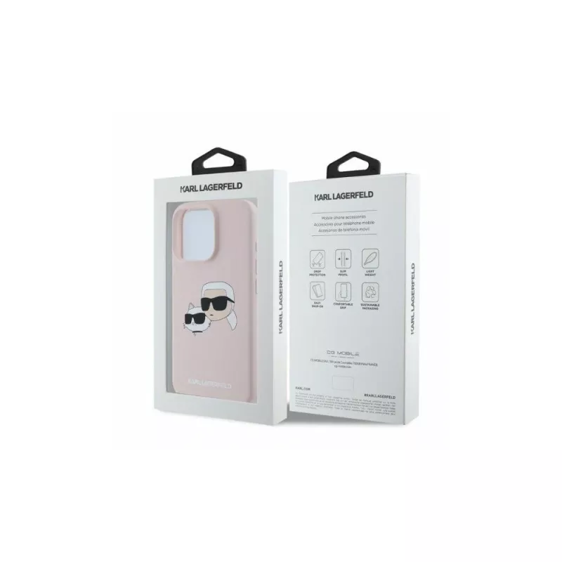 Karl Lagerfeld KLHMP16LSKCHPPLP iPhone 16 Pro 6,3 Zoll Pink Hardcase Silikon Double Heads Print MagSafe