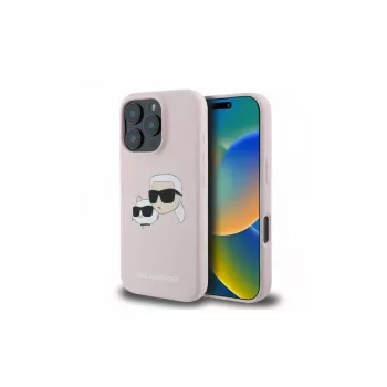 Karl Lagerfeld KLHMP16XSKCHPPLP iPhone 16 Pro Max 6,9 inch Pink Silikon-Hardcase mit Double Heads Print und MagSafe