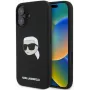 Karl Lagerfeld KLHMP16SSKHPPLK iPhone 16 6,1 Black Silicone Hard Case mit Karl Head Print und MagSafe