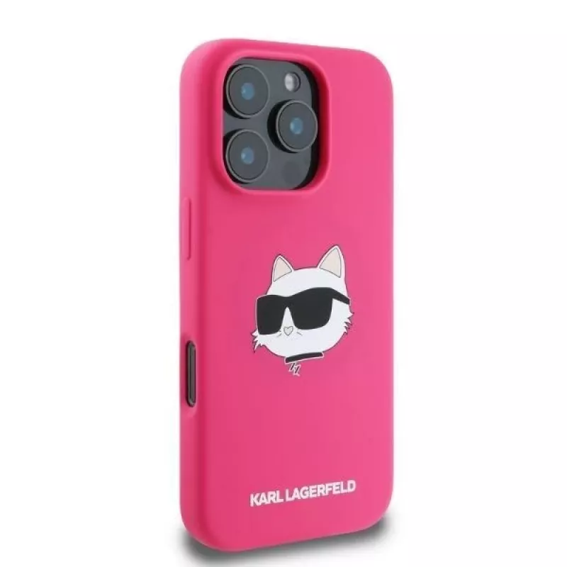 Karl Lagerfeld KLHMP16XSCHPPLF iPhone 16 Pro Max 6,9 Zoll Fuchsia Hartcase Silikon Choupette Head Print MagSafe