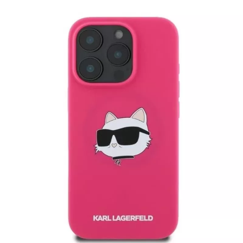 Karl Lagerfeld KLHMP16XSCHPPLF iPhone 16 Pro Max 6,9 Zoll Fuchsia Hartcase Silikon Choupette Head Print MagSafe