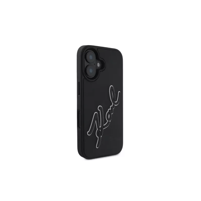 Karl Lagerfeld 3D Rubber Bicolor Signature Case für iPhone 16 (Schwarz)