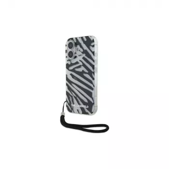 Karl Lagerfeld IML Zebra Pattern & Cord Back Cover für Apple iPhone 16 - Schwarz