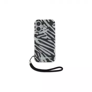 Karl Lagerfeld IML Zebra Pattern & Cord Back Cover für Apple iPhone 16 - Schwarz