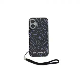 Karl Lagerfeld Zebra With Cord Case für Apple iPhone 16 - Lila