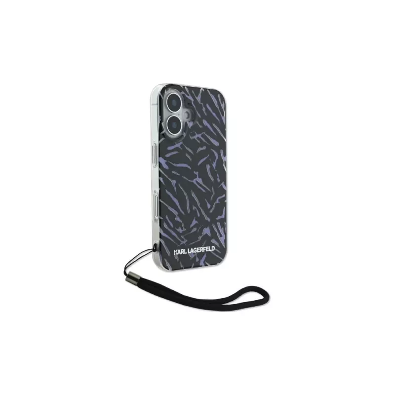 Karl Lagerfeld Zebra With Cord Case für iPhone 16 Plus (Lila)
