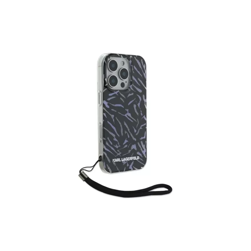 Karl Lagerfeld Zebra With Cord Case für iPhone 16 Pro, Lila