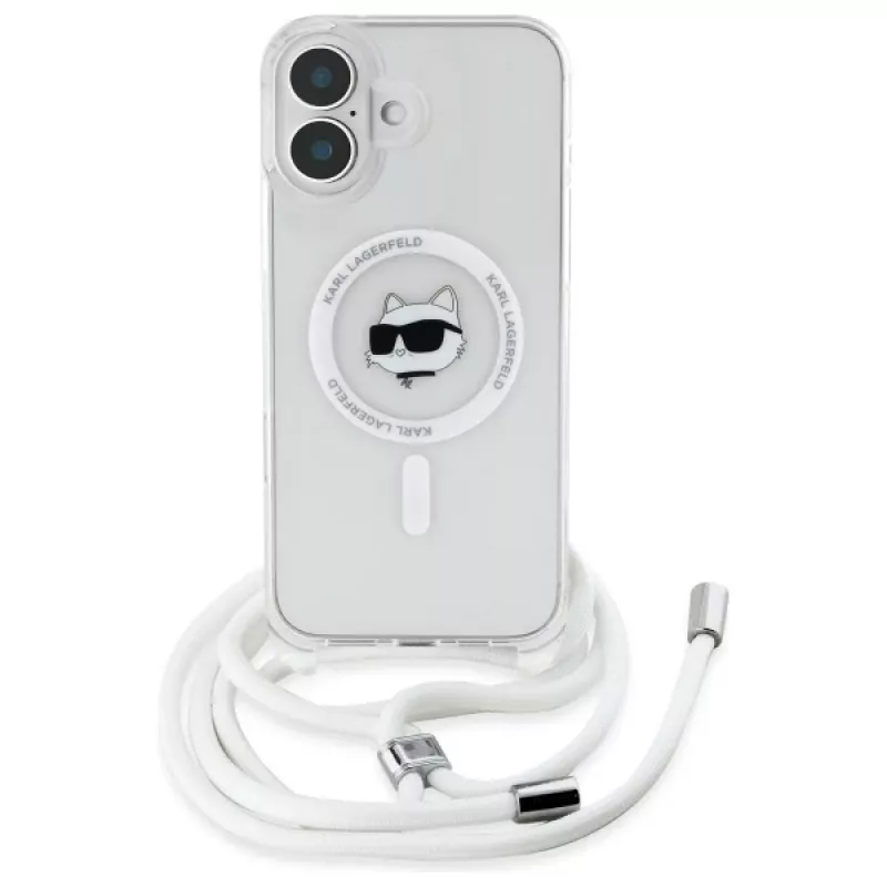 Karl Lagerfeld KLHMP16SHCCHNT iPhone 16 6.1 Hardcase Transparent IML Choupette Head & Cord Magsafe