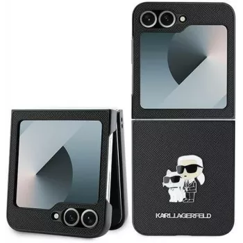 Karl Lagerfeld KLHCZF6SAPKCNPK Saffiano Metal Pin Case für Samsung Galaxy Z Flip6 / Z Flip7 FE, Schwarz