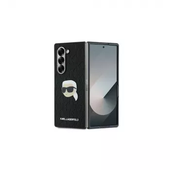 Karl Lagerfeld Saffiano Monogram Head Pin Hard Case für Samsung Galaxy Z Fold6 - Schwarz