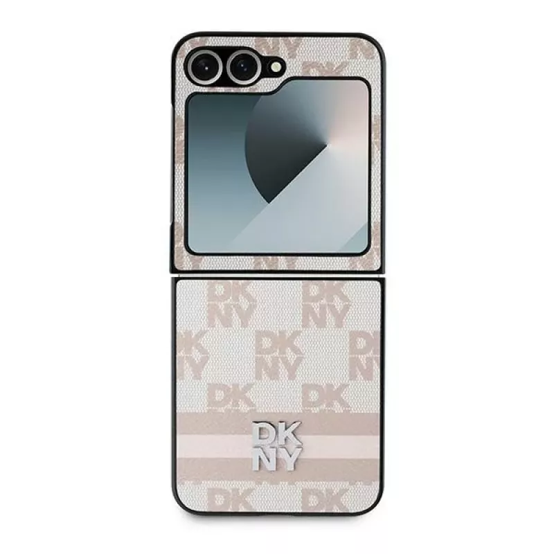 DKNY DKHCZF6PCPTSSP Schutzhülle für Samsung Galaxy Z Flip 6 - Pinkes Karomuster mit Streifen