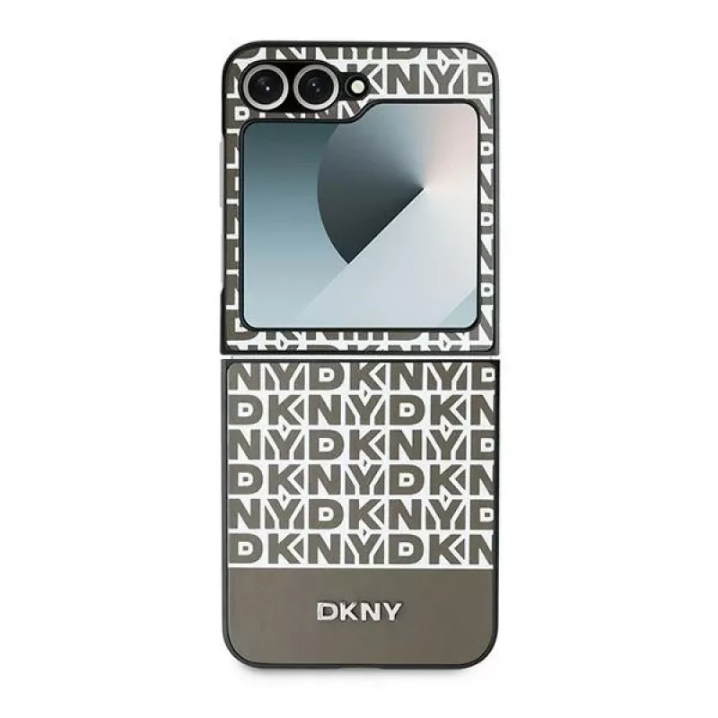DKNY DKHCZF6PSOSPW Schutzhülle für Samsung Galaxy Z Flip 6 / Z Flip7 FE - Braun Repeat Pattern Bottom Stripe