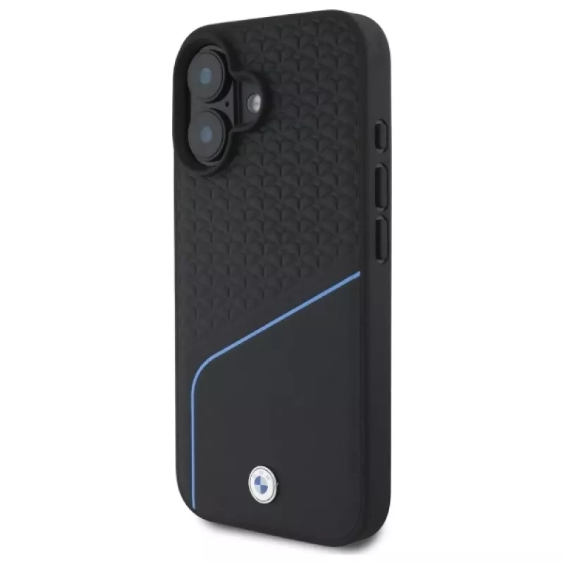BMW Sign Leather Textured And Line MagSafe Hard Case for Apple iPhone 16 6,1 inch - Black