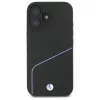 BMW Sign Leather Textured And Line MagSafe Hard Case for Apple iPhone 16 6,1 inch - Black