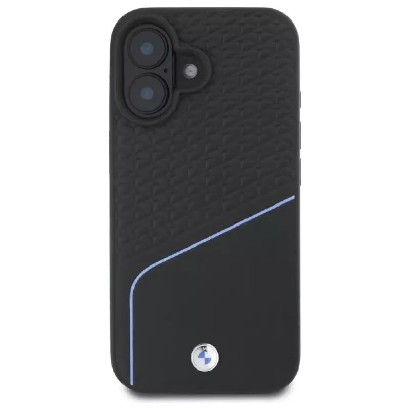 BMW Sign Leather Textured And Line MagSafe Hard Case for Apple iPhone 16 6,1 inch - Black
