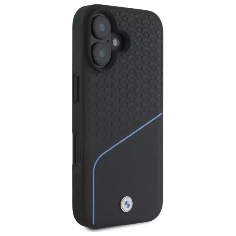 BMW Sign Leather Textured And Line MagSafe Hard Case for Apple iPhone 16 6,1 inch - Black