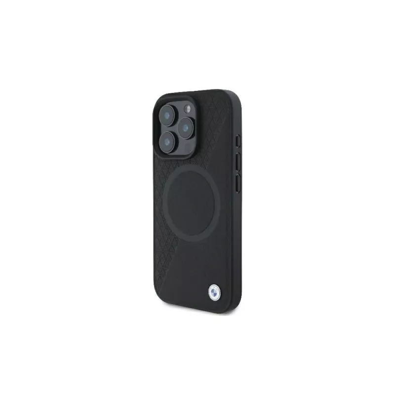 BMW BMHMP16L23RTPK iPhone 16 Pro 6.3 Black Hardcase Sign Leather Half Textured And Circle MagSafe