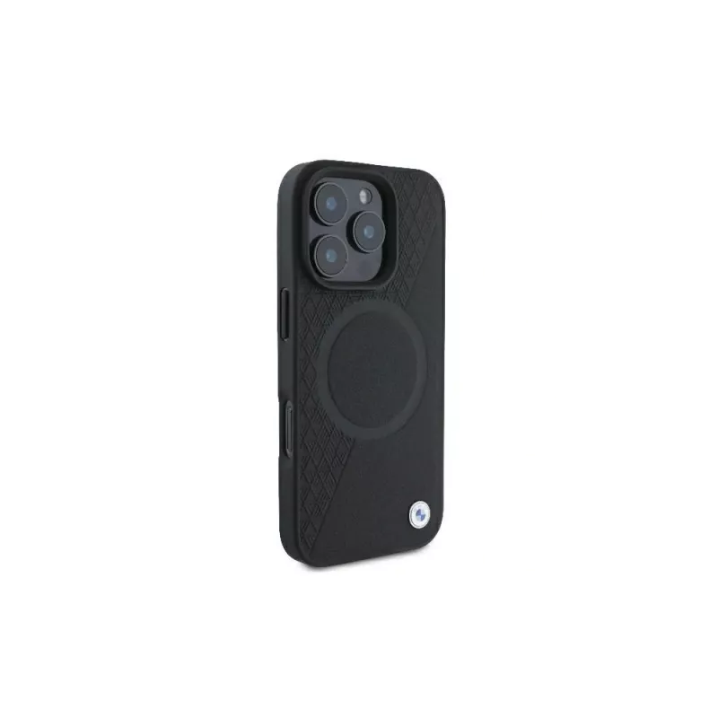 BMW BMHMP16L23RTPK iPhone 16 Pro 6.3 Black Hardcase Sign Leather Half Textured And Circle MagSafe