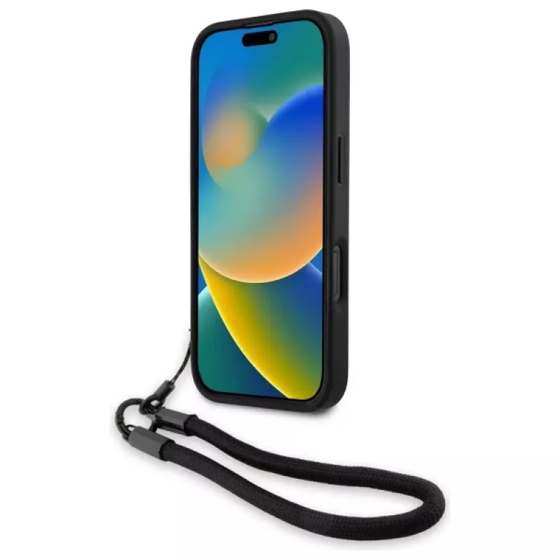 BMW Signature Leather Wordmark Cord Hardcase für Apple iPhone 16 Pro 6,3 Zoll - Schwarz